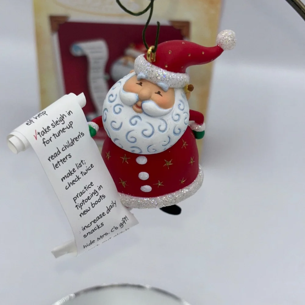 Vintage 2004 Hallmark Keepsake So Much To Do Ornament Santa Checking List Funny